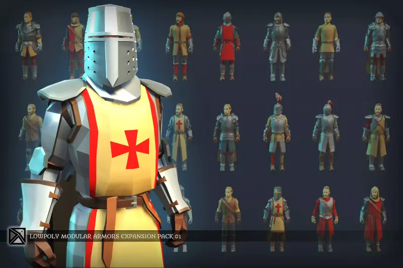 Low Poly Modular Armors Expansion Pack 01 - LOWPOLY MEDIEVAL FANTASY SERIES