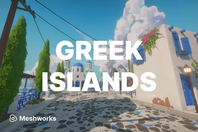 Santorini – Modular Stylized Greek Island Town Kit