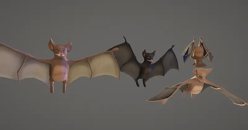 Low Poly Hand Painted Bat