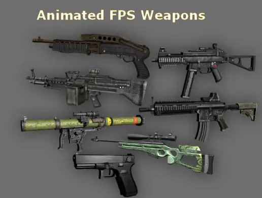 Animated FPS Weapons Pack (Part 1)