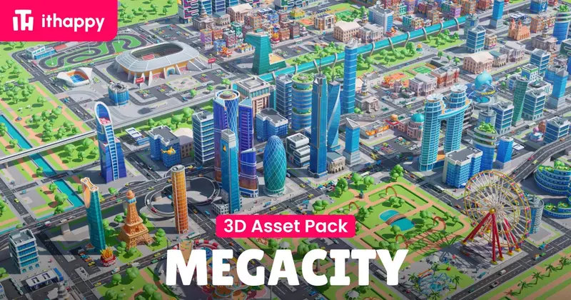 Megacity - Low Poly City 3D Models Pack