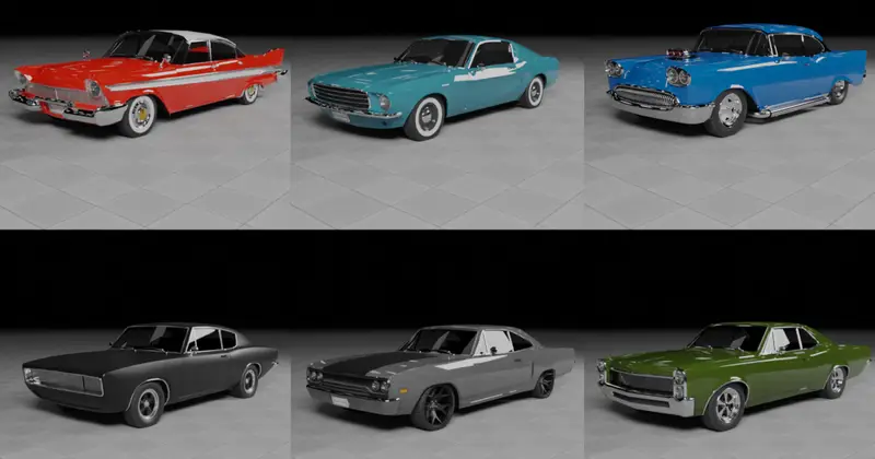 50s, 60s and 70s Car Pack (6 Cars)